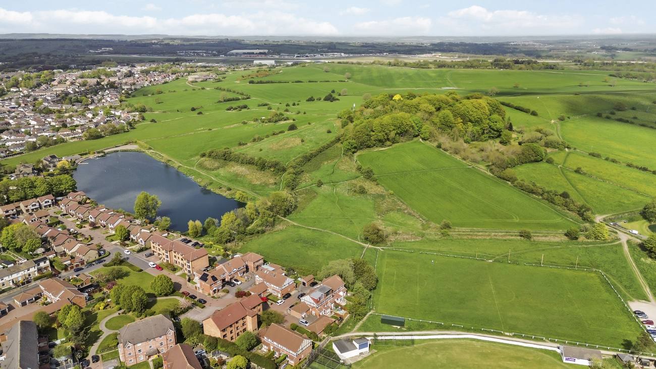 Aerial drone view of countryside near Leeds